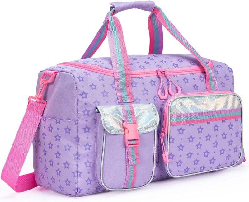 Oruiji Kids Duffle Bag Girls Women Gifts Travel Overnight Bag for Girls Women Tote Sleepover Bags for Girl Gym Dance Bags with Shoes Compartment Purple - Image 1